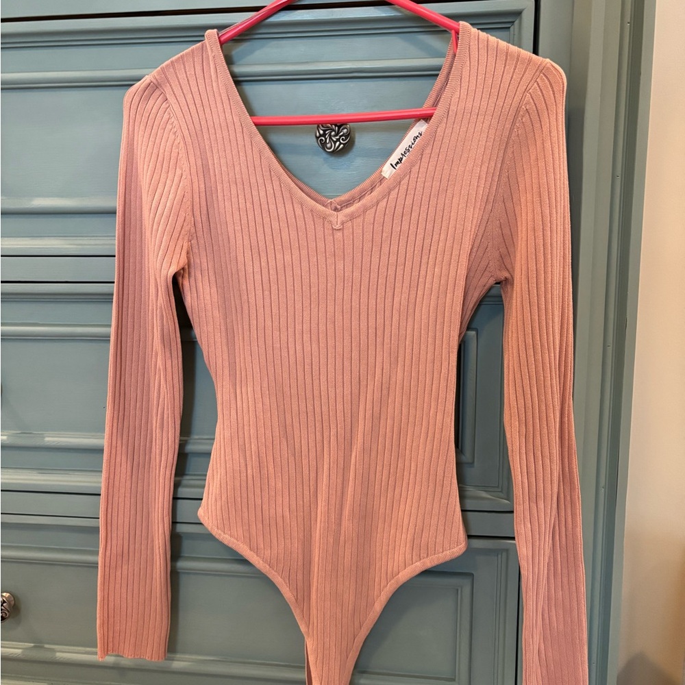 Impressions Blush Ribbed Knit Top